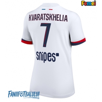 Paris Saint-Germain Khvicha Kvaratskhelia #7 Tricou Fotbal Replică 2025-26 Femei Deplasare